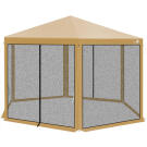 Pavilion Hexagonal de Gradina cu Plasa de Tantari - Bej - 2 x 2 x 2 x 2.5 m