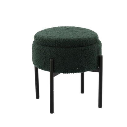 Taburet Rotund cu Picioare din Lemn - 28 x 31 cm - Verde